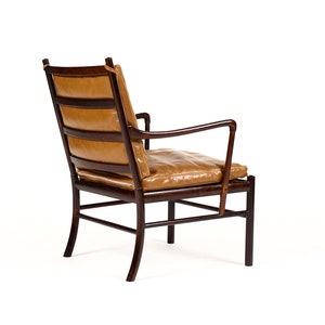 Danish Modern / Mid Century Rosewood Colonial Armchair Ole Wanscher for Poul Jeppesen Cognac leather image 7