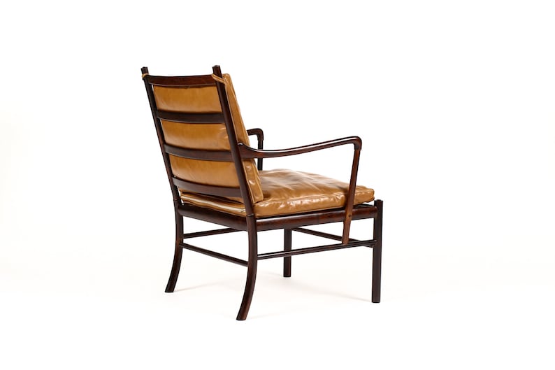 Danish Modern / Mid Century Rosewood Colonial Armchair Ole Wanscher for Poul Jeppesen Cognac leather image 7