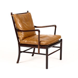 Danish Modern / Mid Century Rosewood Colonial Armchair Ole Wanscher for Poul Jeppesen Cognac leather image 2