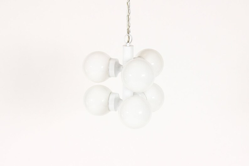 Vintage Mid Century Space Age Glass Globe Ceiling Pendant Swag Fixture