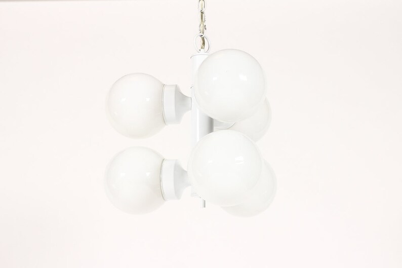 Vintage Mid Century Space Age Glass Globe Ceiling Pendant Swag Fixture