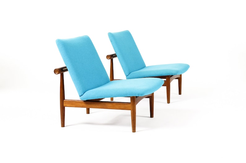 Danish Modern / Mid Century Teak Japan Lounge Chairs Finn Juhl for France Son Pair Restoration Included image 2