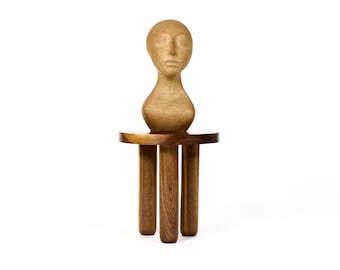 Custom Solid Walnut Round Tripod Morel Side Table  — 18” Diameter — Tall