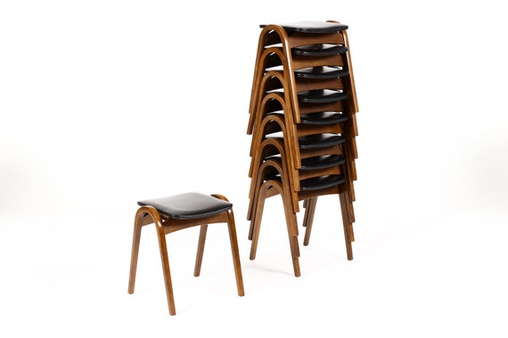 Mid Century Vintage Stacking Bentwood Stool — Isamu Kenmochi