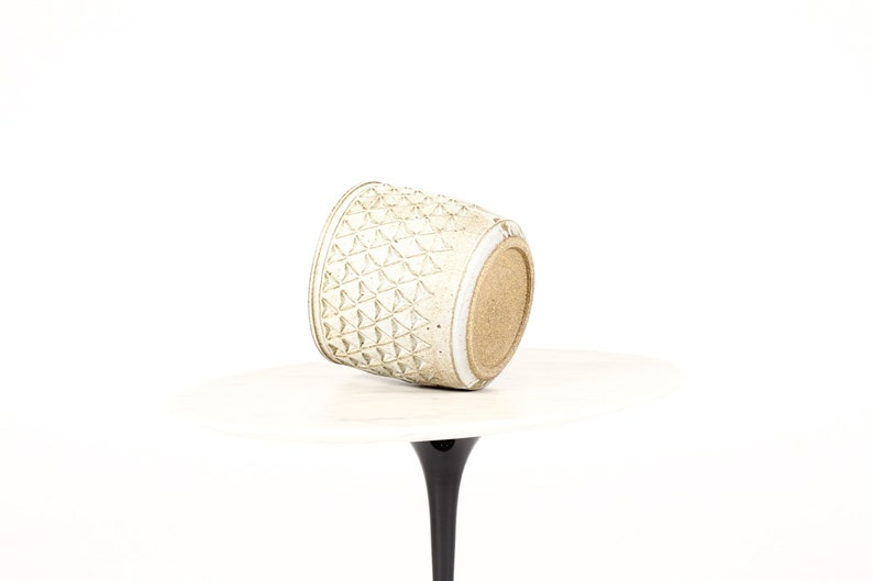 Ceramic Stoneware Planter \u2014 Large Delta pattern \u2014White Glaze \u2014 P52