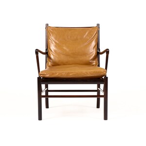 Danish Modern / Mid Century Rosewood Colonial Armchair Ole Wanscher for Poul Jeppesen Cognac leather image 4