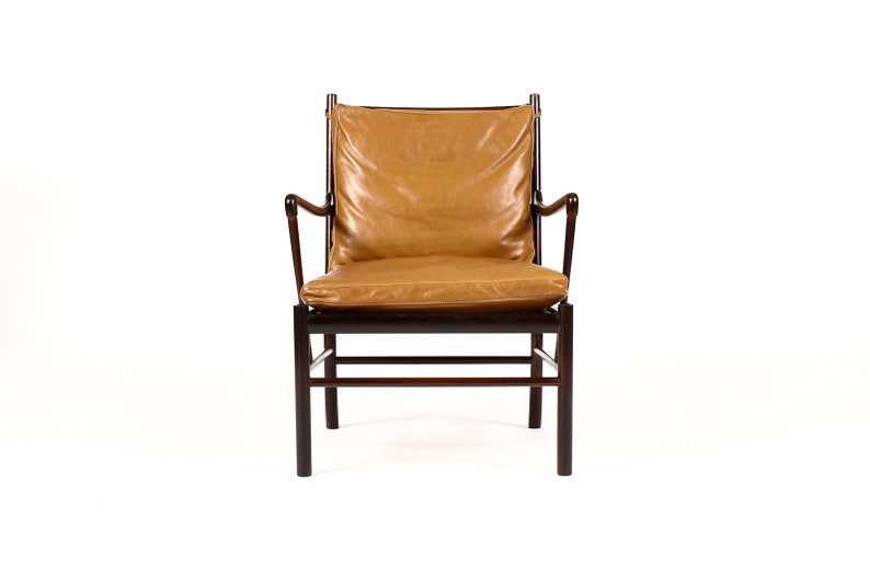 Danish Modern / Mid Century Rosewood Colonial Armchair Ole Wanscher for Poul Jeppesen Cognac leather image 4