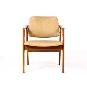 Danish Modern / Mid Century Teak Arm Chair Folke Ohlsson for Dux Tan leather image 3