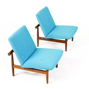 Danish Modern / Mid Century Teak Japan Lounge Chairs Finn Juhl for France Son Pair Restoration Included image 3
