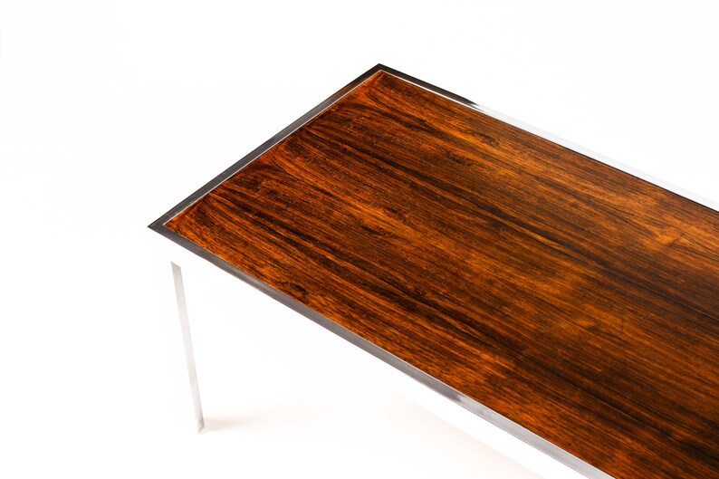 Danish Modern / Mid Century Rectangular Coffee Table Milo Baughman Rosewood Chrome image 6