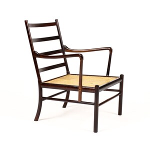 Danish Modern / Mid Century Rosewood Colonial Armchair Ole Wanscher for Poul Jeppesen Cognac leather image 3