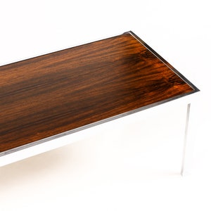 Danish Modern / Mid Century Rectangular Coffee Table Milo Baughman Rosewood Chrome image 7