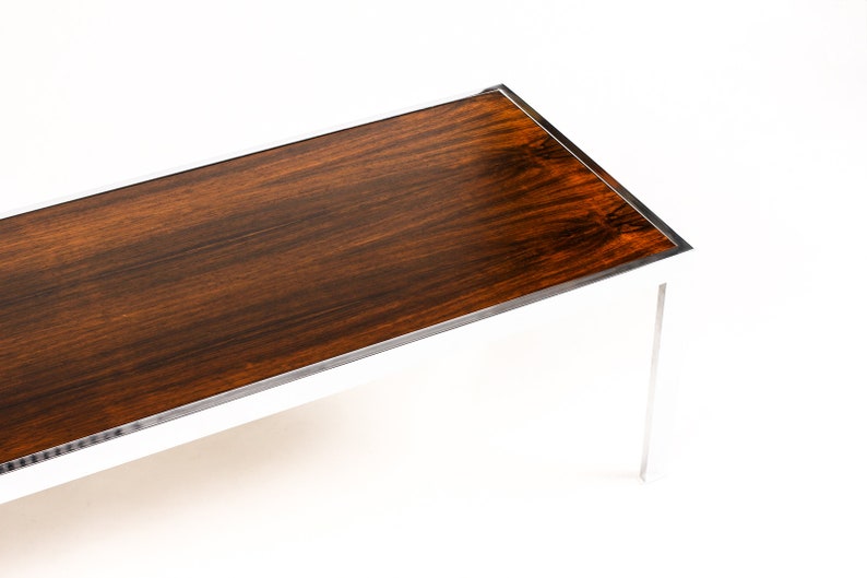 Danish Modern / Mid Century Rectangular Coffee Table Milo Baughman Rosewood Chrome image 7