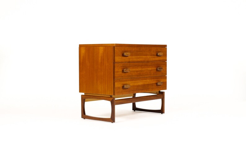 Danish Modern Mid Century Teak Upright Dresser Three Etsy