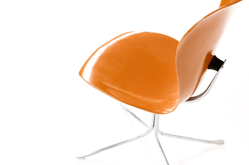 Mid Century Vintage Space Age Ion Chair Gideon Kramer Orange Fiberglass image 6