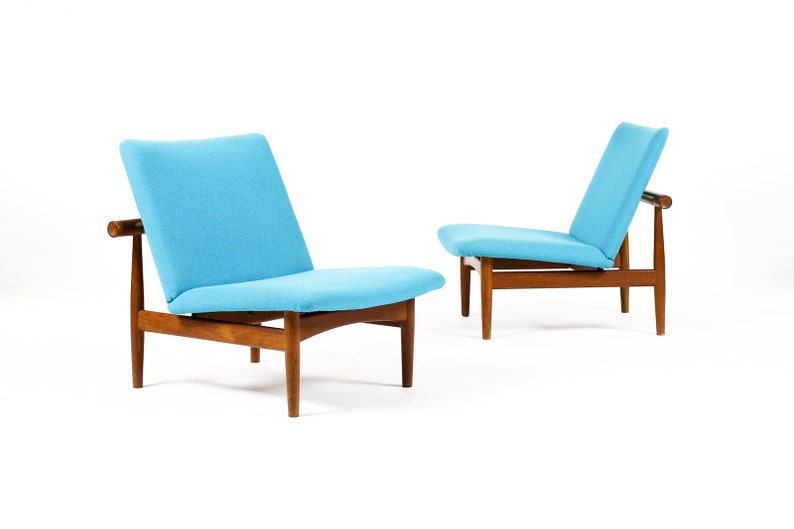 Danish Modern / Mid Century Teak Japan Lounge Chairs Finn Juhl for France Son Pair Restoration Included image 1