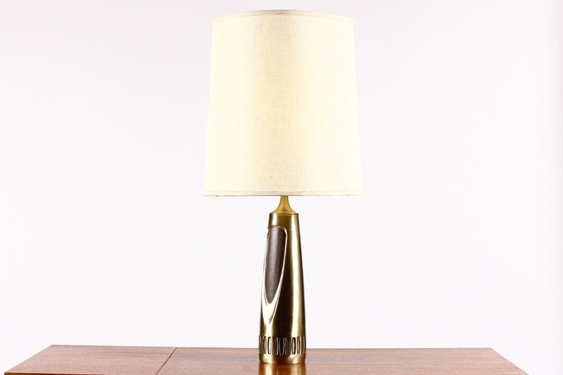 Mid Century Vintage Table Lamp by Laurel Brass Walnut Etsy