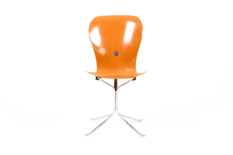 Mid Century Vintage Space Age Ion Chair Gideon Kramer Orange Fiberglass image 2