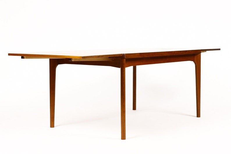 Danish Modern / Mid Century Teak Expandable Dining Table Rectangular Draw Leaf Vejle Stole Møbelfabrik image 1