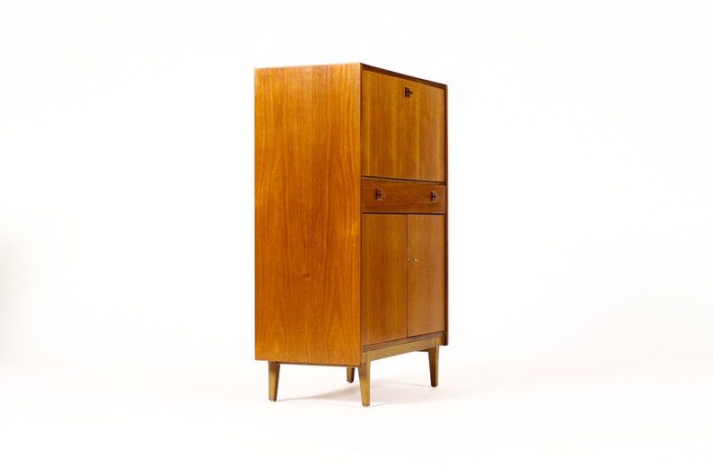 Danish Modern Mid Century Compact Teak Upright Secretary Etsy
