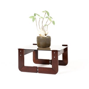 Mid Century Brazilian Modernist Side Table — Percival Lafer MP-97 — Rosewood + Glass