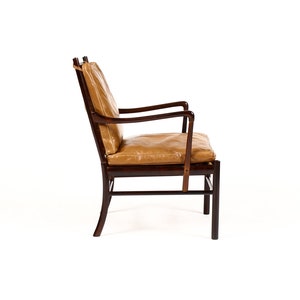 Danish Modern / Mid Century Rosewood Colonial Armchair Ole Wanscher for Poul Jeppesen Cognac leather image 5