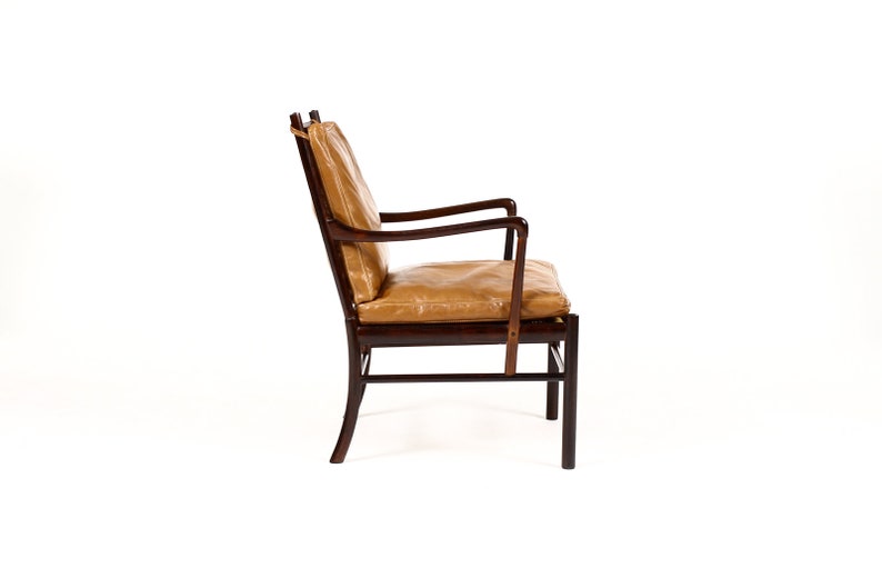 Danish Modern / Mid Century Rosewood Colonial Armchair Ole Wanscher for Poul Jeppesen Cognac leather image 5