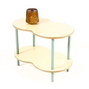 Modernist / Minimalist Plywood + Tubular Steel Bubble Side Table — Low Shelf — Tier Collection