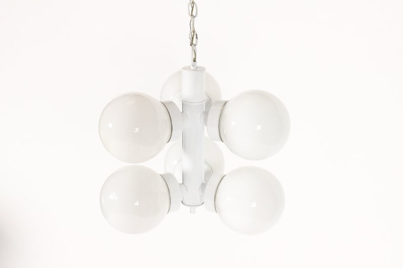 Vintage Mid Century Space Age Glass Globe Ceiling Pendant Swag Fixture