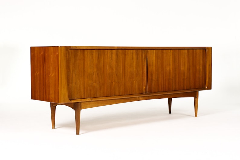 Danish Modern / Mid Century Walnut Tambour Door Credenza Model 142 Bernhard Pedersen & Son image 2