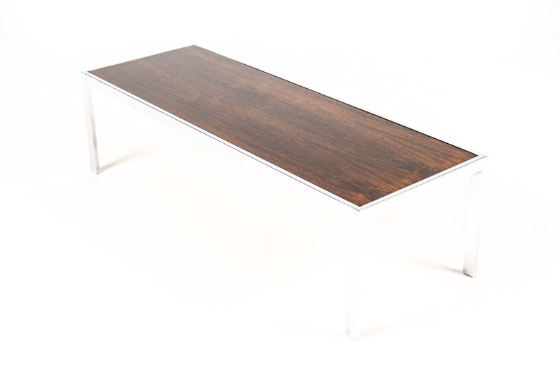 Danish Modern / Mid Century Rectangular Coffee Table Milo Baughman Rosewood Chrome image 4