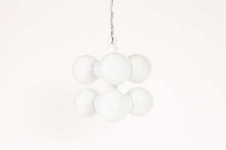 Vintage Mid Century Space Age Glass Globe Ceiling Pendant Swag Fixture