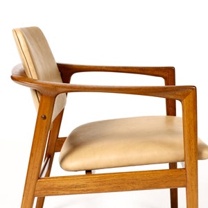 Danish Modern / Mid Century Teak Arm Chair Folke Ohlsson for Dux Tan leather image 5