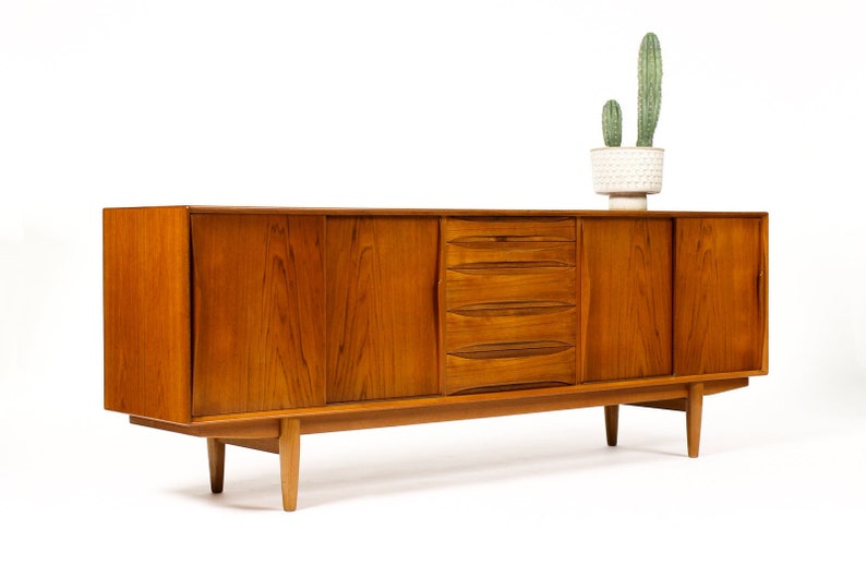 Danish modern / Mid Century Teak Credenza / Sideboard Sliding Doors Dyrlund image 1