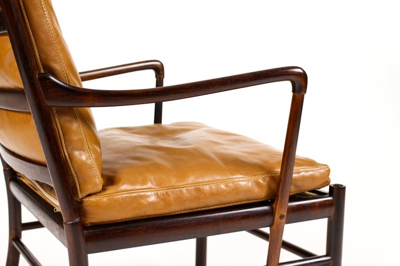 Danish Modern / Mid Century Rosewood Colonial Armchair Ole Wanscher for Poul Jeppesen Cognac leather image 9