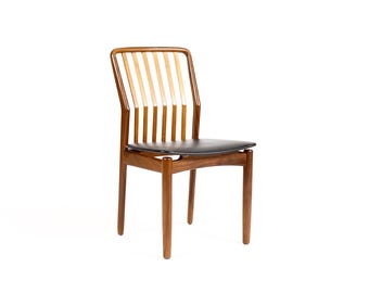 Danish Modern / Mid Century Mahogany Dining Chair — Svend Madsen for Moreddi — Black vinyl