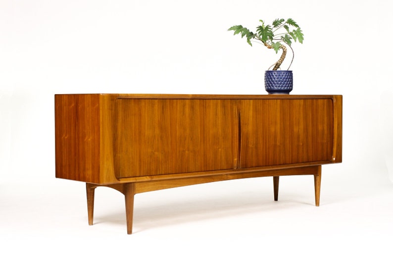 Danish Modern / Mid Century Walnut Tambour Door Credenza Model 142 Bernhard Pedersen & Son image 1