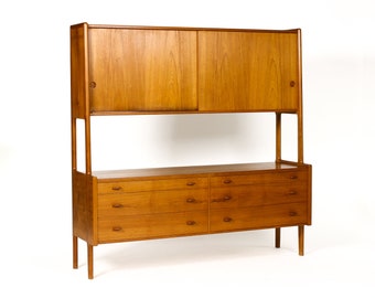 Danish Modern / Mid Century Teak Credenza / Hutch RY-20 — Hans Wegner for Ry Møbler — Sliding doors