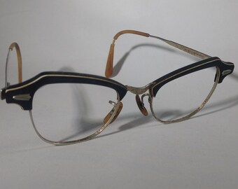 Vintage Bausch & Lomb EYEGLASS FRAME-Man?Woman?Child?-Small Size-Very Cool Horn Rim Style-No Lenses-Good Cond.for Age 40's-50's