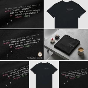 Maglietta per sviluppatori Java, maglietta con cuore di codice per ingegneri del software, regalo per programmatori, maglietta minimalista con umorismo tecnologico a sinistra sul petto / nera immagine 4