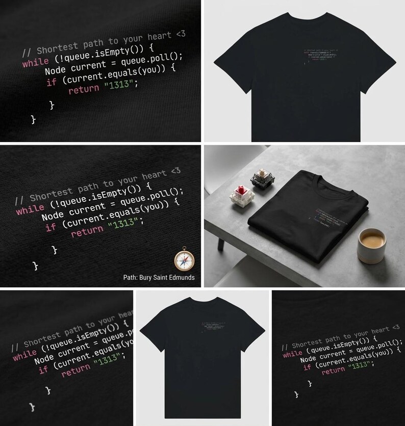 Maglietta per sviluppatori Java, maglietta con cuore di codice per ingegneri del software, regalo per programmatori, maglietta minimalista con umorismo tecnologico a sinistra sul petto / nera immagine 4