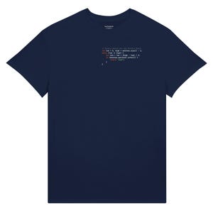 Java Developer T-Shirt, Software Engineer Code Heart Shirt, Programmer Gift, Minimalist Tech Humor Left Chest Tee | Navy