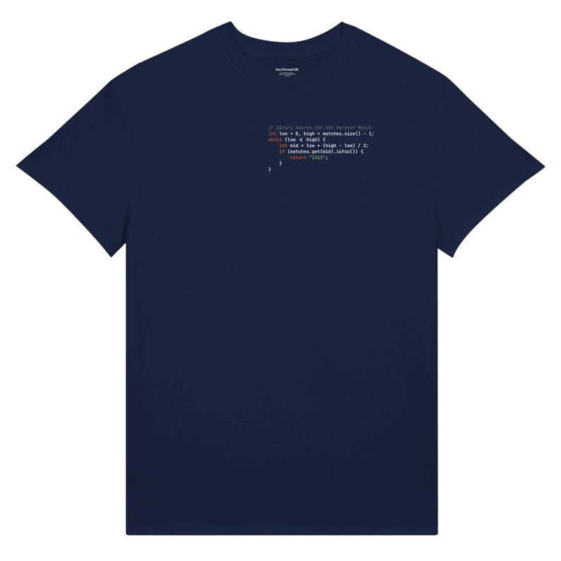 Java Developer T-Shirt, Software Engineer Code Heart Shirt, Programmer Gift, Minimalist Tech Humor Left Chest Tee | Navy image 1