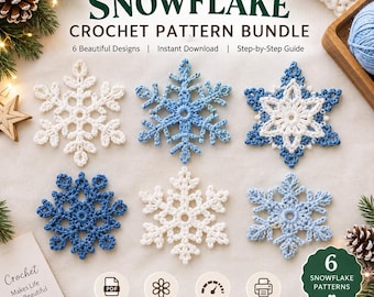 Crochet Snowflake Pattern Bundle, Christmas Tree Ornaments, Winter Crochet Decor, Snowflakes Hanging Patterns, Easy PDF Instant Download