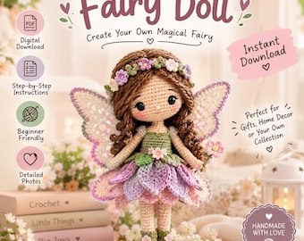 Crochet Fairy Doll Pattern PDF, Amigurumi Fairy Pattern, Flower Fairy Doll, Fantasy Crochet Pattern, Instant Digital Download