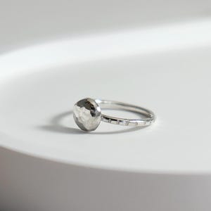 Molten Silver Ring • Minimal Organic Band • Handmade Sterling Silver Ring • Textured Round Disc • Natural Modern Jewelry