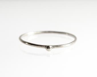 Minimalist Sterling Silver Dot Ring: Dainty Stacking Band