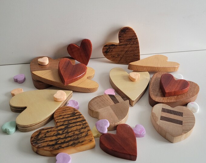 Featured listing image: Heart Shaped Refrigerator Magnets   Set of  6 - Variety of Reclaimed Wood