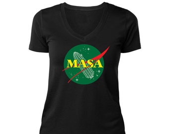 Masa Nasa T-Shirt, funny women's tamale shirt, Mexican food shirt, Foodie Tee, Chef gift, vegan clothing, science shirt, space shuttle, geek