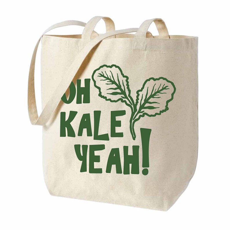 Oh Kale Yeah® tote bag kale bag vegan tote vegetarian image 1